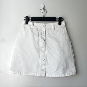 Lazy Oaf White Denim Button Front Mini Skirt UK 6 / US 2 XS